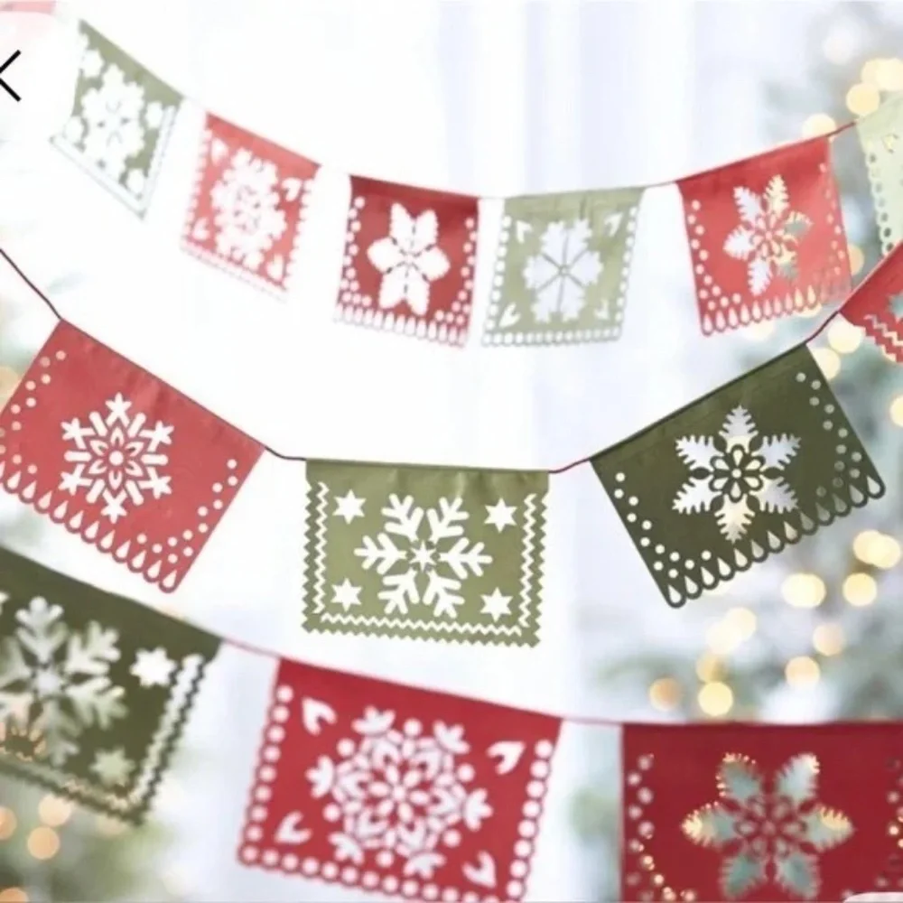 Crate & Barrel Cut Paper Flag Garland 6 ft/ 183 cm Brand New